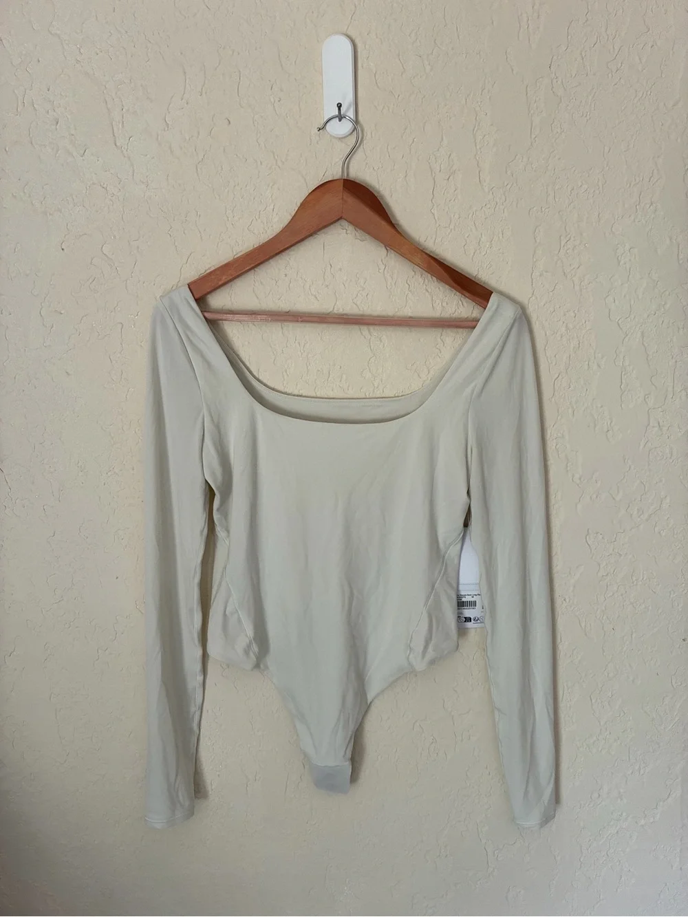 Lululemon Cream/White Long Sleeve Square-Neck Nulu Bodysuit